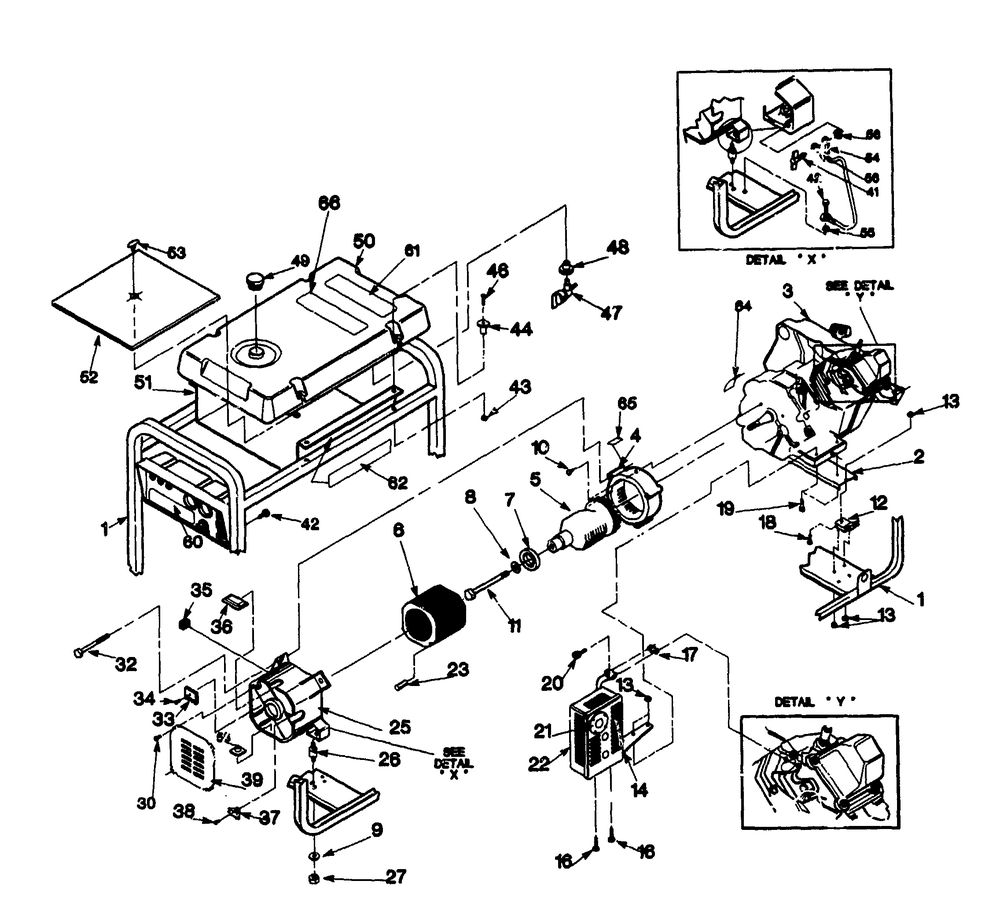 Portable Generator Cradle Diagram and Parts List for 9540-2-3W953A  Briggs and Stratton Generator